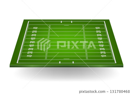 American Football Field, Vector Illustration. Green American Football Field Top View. American Football Field Background for Sport Design American Football Field, Vector Illustration. Green American Football Field Top View. American Football Field Background for Sport Design 131780468