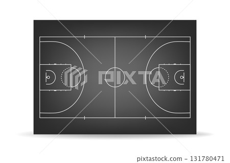 Green Basketball Court. Black Indoor Basketball Court Floor, Top View. Basketball Court Background for Sports Design, Tactics Board, Arena Layout, League Game Green Basketball Court. Black Indoor Basketball Court Floor, Top View. Basketball Court Background for Sports Design, Tactics Board, Arena Layout, League Game 131780471