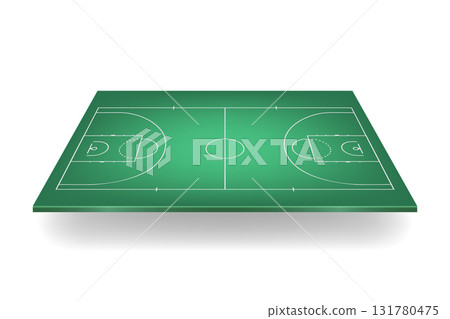 Green Basketball Court. Green Indoor Basketball Court Floor, Top View. Basketball Court Background for Sports Design, Tactics Board, Arena Layout, League Game Green Basketball Court. Green Indoor Basketball Court Floor, Top View. Basketball Court Background for Sports Design, Tactics Board, Arena Layout, League Game 131780475