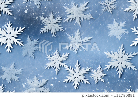 seamless pattern of snowflakes on dark blue background, neural network generated 131780891