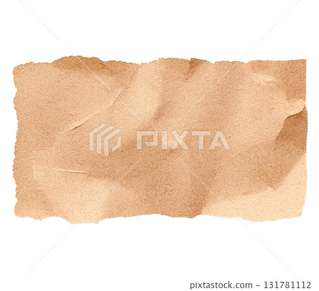 Scrap of craft brown torn crumpled paper, isolated element for collage, rough wrapping paper, isolated on white background. Scrap of craft brown torn crumpled paper, isolated element for collage, rough wrapping paper, isolated on white background. 131781112