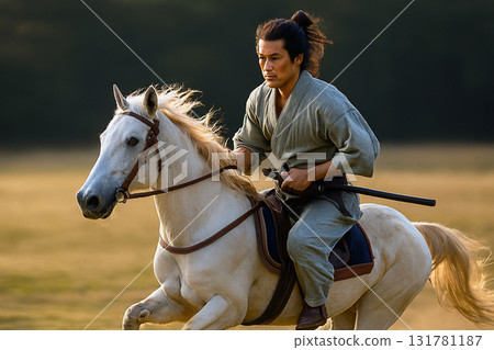 Samurai on a white horse 131781187