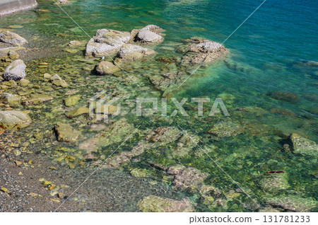 The beautiful emerald green sea at Jodogahama 131781233