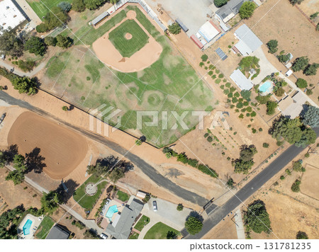 Aerial view of Yucaipa city, in San Bernardino County, California, United States 131781235