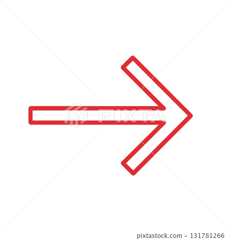 Bright red arrow icon, red arrow mark for emphasis, eye-catching red direction sign 131781266