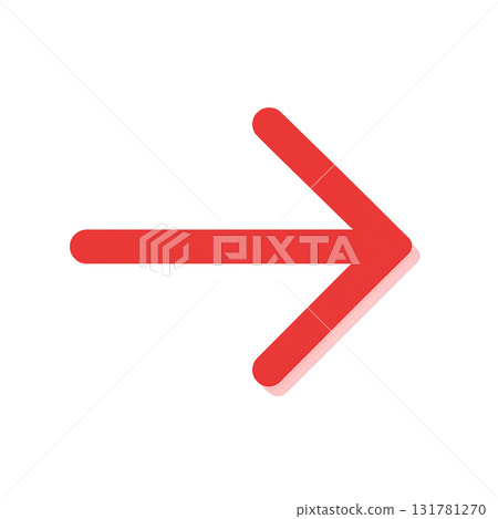 Bright red arrow icon, red arrow mark for emphasis, eye-catching red direction sign 131781270