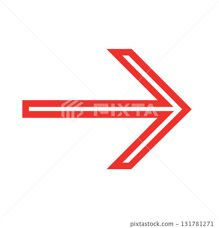Bright red arrow icon, red arrow mark for emphasis, eye-catching red direction sign Bright red arrow icon, red arrow mark for emphasis, eye-catching red direction sign 131781271