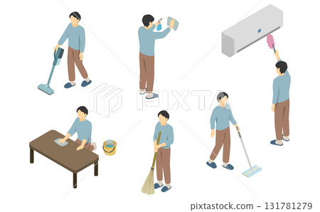 等距圖解： 清潔人員 131781279