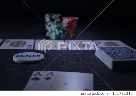 the poker game in casino chips cards and the poker table the poker game in casino chips cards and the poker table 131781315