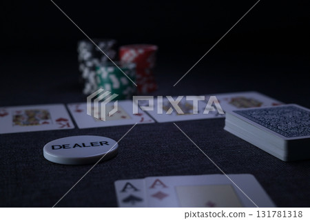 the poker game in casino chips cards and the poker table the poker game in casino chips cards and the poker table 131781318