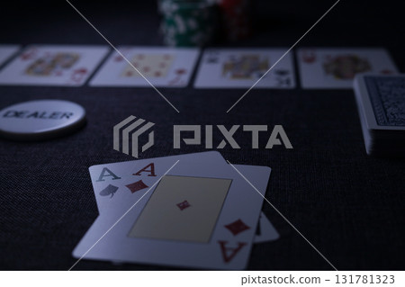 the poker game in casino chips cards and the poker table the poker game in casino chips cards and the poker table 131781323