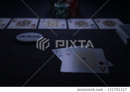 the poker game in casino chips cards and the poker table the poker game in casino chips cards and the poker table 131781327