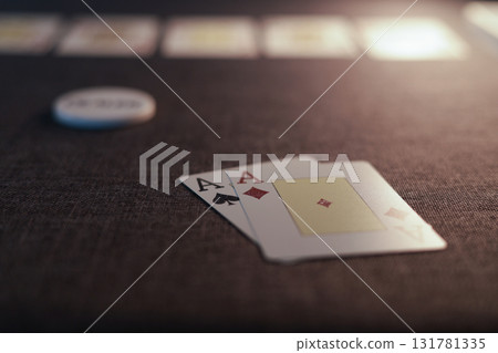 the poker game in casino chips cards and the poker table the poker game in casino chips cards and the poker table 131781335