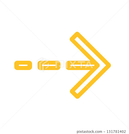 明亮的黃色箭頭圖標，警告的黃色箭頭標記，積極醒目的黃色方向標誌 131781402