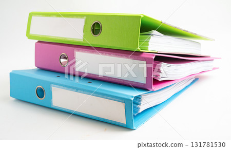 Colorful business binder in office on white. 131781530