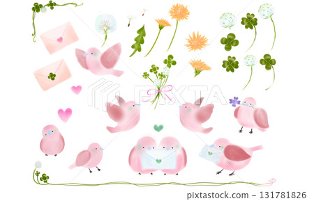 Bird and clover set (pink) Bird and clover set (pink) 131781826