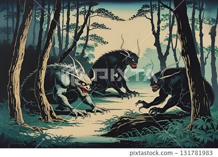 Illustration of a Japanese-style monster 131781983