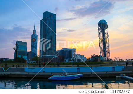 Batumi, Adjara, Georgia. View on the resort city at sunset 131782277