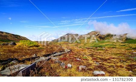 Spectacular view of Murododaira, the restricted access area towards Jigokudani, Tateyama Kurobe Alpine Route, Toyama Prefecture 131782300