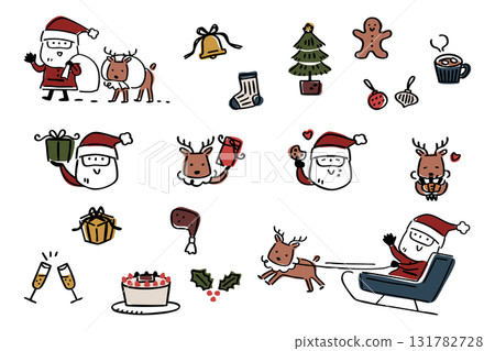 Cute Christmas hand-drawn illustration set ① 131782728