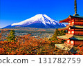 Autumn Fujiyoshida City and Mt. Fuji composite 131782759