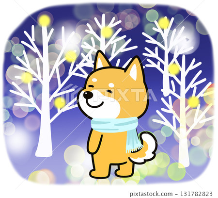 柴犬欣賞美麗的燈飾 131782823