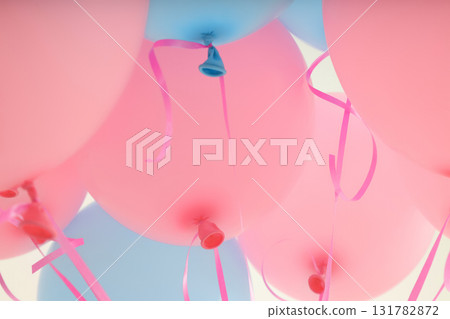 Pink and blue balloons stand out, isolated on white, PNG 131782872