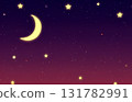 Background illustration of a crescent moon and galaxy shining in the night sky 131782991