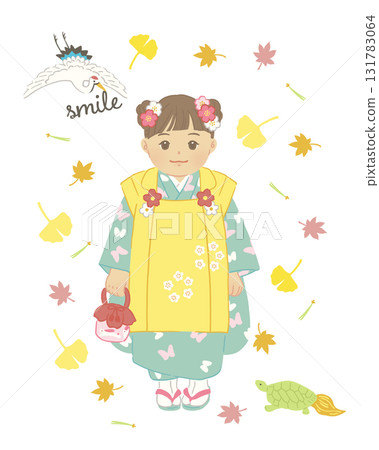 穿著和服的女孩七五三 穿著和服的女孩七五三 131783064