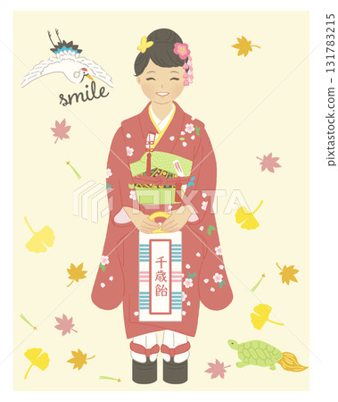 Girl wearing a kimono Shichi-Go-San 131783215