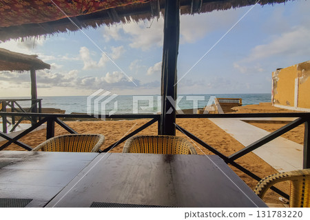 Morning ocean view from terrace. Morning ocean view from terrace. 131783220