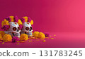 Floral sugar skulls honor the deceased, created AI 131783245