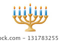 Blue candles on menorah symbolize Hanukkah joy, created AI, PNG 131783255