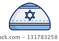 Blue and white Hanukkah kippah decoration, created AI, PNG 131783258