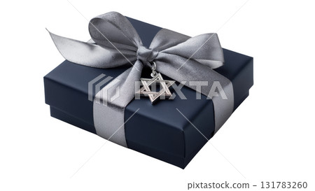 Celebration gift box adorned with a star of David charm, AI, PNG Celebration gift box adorned with a star of David charm, AI, PNG 131783260