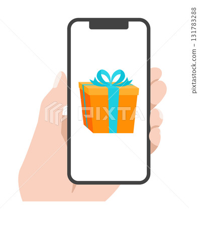 Smartphone screen online gift illustration 131783288