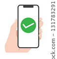 Smartphone screen check mark illustration 131783291