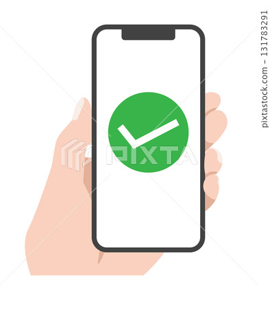 Smartphone screen check mark illustration 131783291
