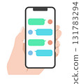 Smartphone screen SNS message illustration 131783294