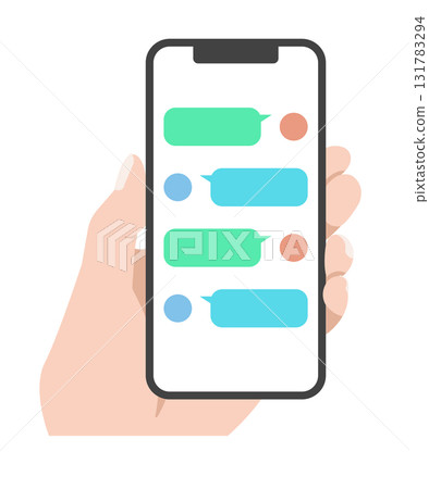 Smartphone screen SNS message illustration 131783294