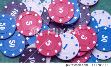 A pile of poker chips with numbers 1 through 50 A pile of poker chips with numbers 1 through 50 131783316