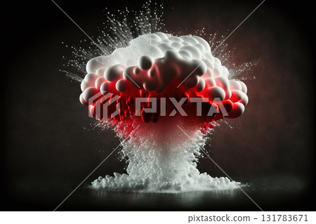 Abstract foam clouds with splashing forms and drops. Black and white foam cloud background. Generated AI 131783671