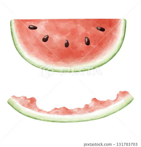 切開的西瓜的水彩插圖 131783703