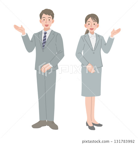 穿著西裝的男人和女人 穿著西裝的男人和女人 131783992