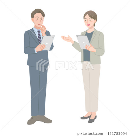 一位職業婦女用平板電腦解釋 131783994