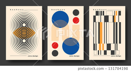 Bauhaus cover designs with black geometric shapes Bauhaus cover designs with black geometric shapes 131784198