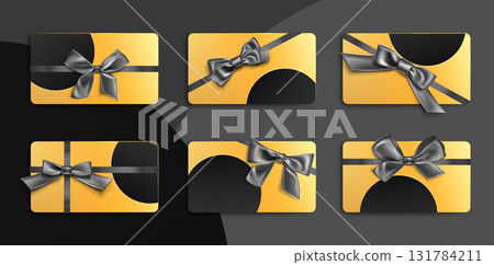Giftcard collection with satin bow ribbons 131784211