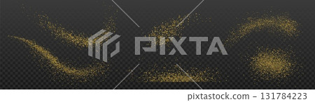 Golden sugar powder particles scattered 131784223