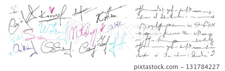 Handwritten fake signature collection Handwritten fake signature collection 131784227