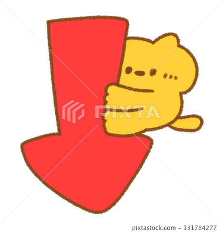 Cute cat illustration riding on a down arrow Cute cat illustration riding on a down arrow 131784277